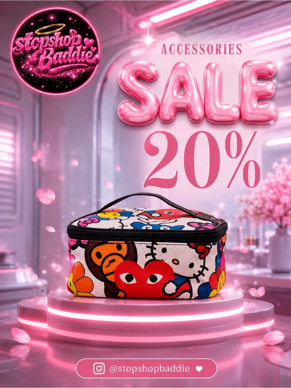 Hello kitty x ape cosmetic bag